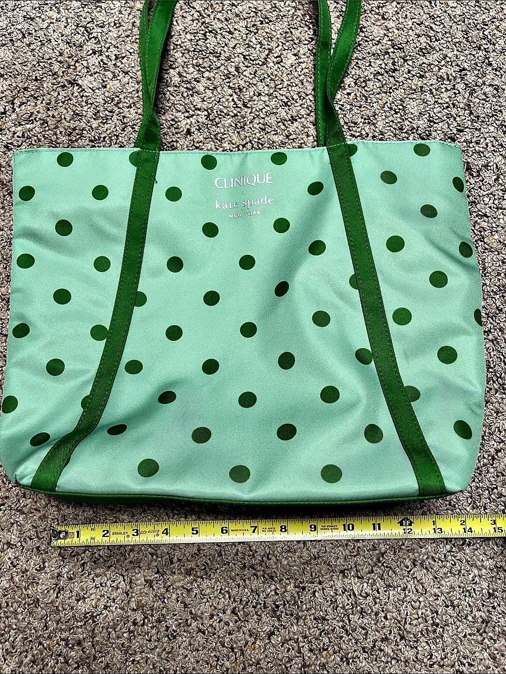 Clinique X kate spade Keep It Green Tote Green Polka Dot Tote